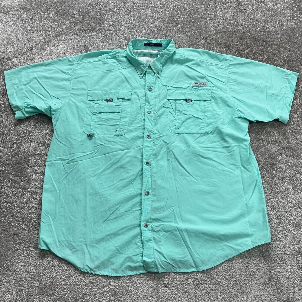 Columbia Men's Short Sleeve Button-Down Shirt in Mint Green